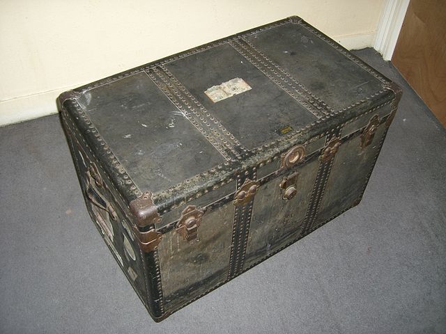 Two Vintage Leather Travelling Trunks, The Smaller Case by