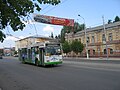 A trolleybus