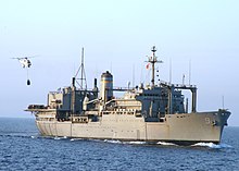 Sirius-class stores ship USNS Spica US Navy 040826-N-1205W-002 Military Sealift Command (MSC) combat stores ship USNS Spica (T-AFS 9) conducts a vertical replenishment at sea with the aircraft carrier USS John F. Kennedy (CV 67).jpg