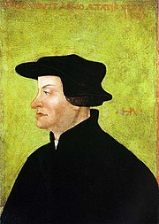 Huldrych Zwingli launched the Reformation in Switzerland. Ulrich-Zwingli-1.jpg