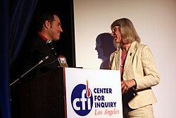 James Underdown director of Center for Inquiry West and Independent Investigations Group (IIG) West presents award from the IIG August 21, 2010 Underdown & Scott.jpg