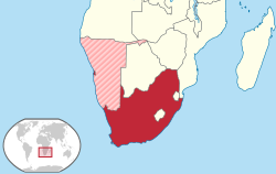 南非聯邦和西南非在南部非洲的位置