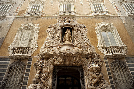 Façade of the Palau del Marqués de Dosaigües, now the Museu Nacional de Ceràmica