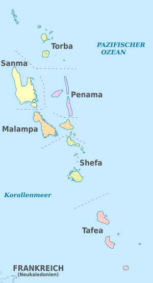 Vanuatu, administrative divisions - de - colored.svg