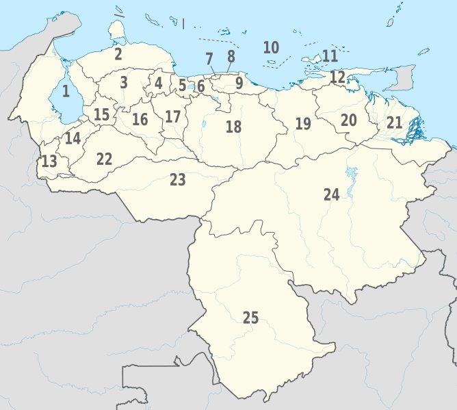 File:Venezuela, administrative divisions (-claims) - Nmbrs - monochrome.svg