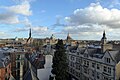 View from atop the tower of the church of St Michael at the North Gate in Oxford, Oxfordshire.