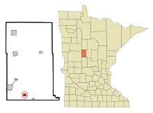 Wadena megye, Minnesota, beépített és be nem épített területek, Verndale Highlighted.svg