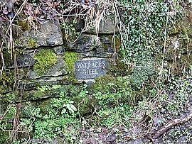 Wallace's Heel Well plaque. Wallace's Heel Well plaque, River Ayr, Scotland.jpg