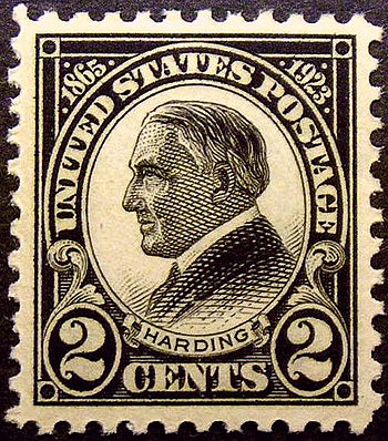 Warren G. HardingMemorial Issue of 1923  Issued only one month after death on Sep 1, 1923 in Harding's hometown of Marion