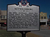 THC marker in Waverly recalling the now-defunct town of Reynoldsburg Waverly-tennessee-reynoldsburg1.jpg