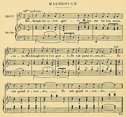 Sheet music for Malbrough Weckerlin - Chansons et rondes enfantines, Malbrough 0.jpg