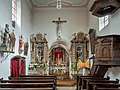 * Nomination Catholic parish church of St. Bartolomäus in Willersdorf (Hallerndorf) --Ermell 09:03, 19 May 2017 (UTC)  Comment Pardon me if I give some suggestion: the colors are too vivid. Crop the bottom, clone out the top righ wood structure and the almost completely cut station of the cross on the left- Servus --Moroder 10:21, 19 May 2017 (UTC) Done I think I choose the wrong version. Have a look at the new one and thanks for your review.--Ermell 14:28, 19 May 2017 (UTC) * Promotion Good quality. --Moroder 15:38, 19 May 2017 (UTC)