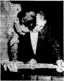 In April 1956 The Oregonian ran a series reporting its investigation of corruption involving the Teamsters and local officials. The series would ultimately win the Pulitzer Prize, and lead to the indictment of several officials, and the conviction and removal from office of district attorney William Langley (left). This Associated Press photo depicts Langley reading the Oregonian's initial report the day it was published. William Langley reads newspaper.png