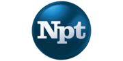 The white letters "N p t" in a slab serif, touching, on a blue sphere.