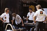 Hunt's Wolf WR9 being prepared at the 1979 Monaco Grand Prix.