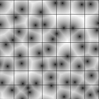 When computing Worley noise, each seed is located within its own grid square. (Grid is not a part of the noise) Worley-f1 With Grid.jpg