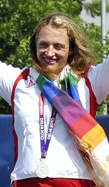 XIX Commonwealth Games – 2010 Delhi Archery (women's individual recurve) Alison Jane Williamson of England (silver) during the medal presentation cere