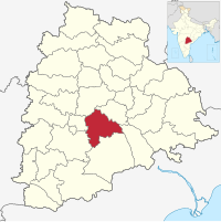 मानचित्र जिसमें यदाद्री भुवनगरी ज़िला యాదాద్రి - భువనగిరి జిల్లా Yadadri Bhuvanagiri हाइलाइटेड है