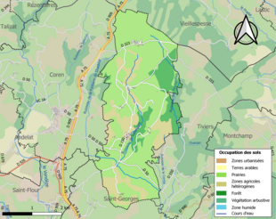 Barevná mapa znázorňující využití půdy.