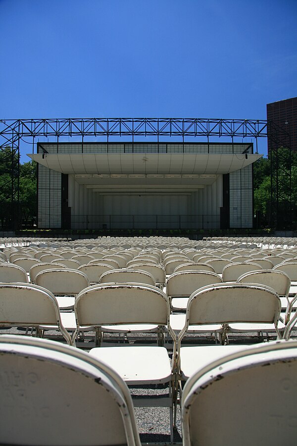 View of the bandshell from the seats.