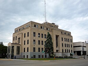 Het gerechtsgebouw van Marinette County in Marinette