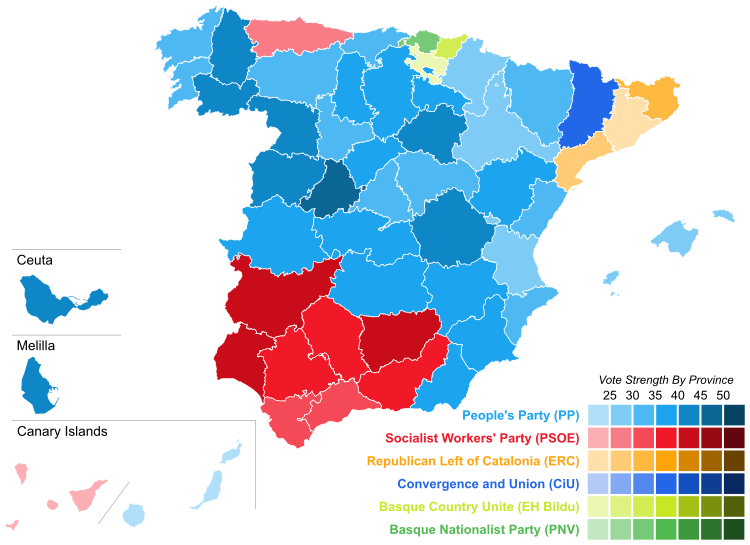 2014 European election in Spain - Vote Strength.svg