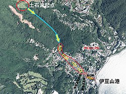 2021, Atami debris flow disaster. An aerial photograph outlining the damage.jpg