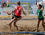 Deutsch: Beachhandball Weltmeisterschaften 2022; Tag 1: 21. Juli 2022 – Frauen, Vorrunde, Ungarn-Deutschland 0:2 (14:18, 17:20) English: 2022 Beach handball World Championships; Day 1: 21 July – Women Preliminary Round – Hungary-Norway 0:2 (14:18, 17:20)