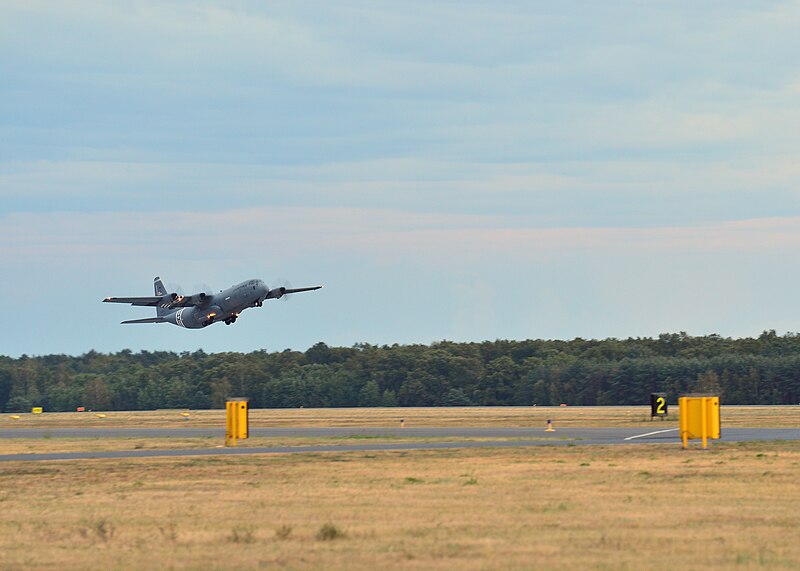 File:37th Airlift Squadron C-130J takes off from Powidz Air Base.jpg