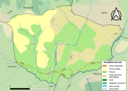 Barevná mapa znázorňující využití půdy.