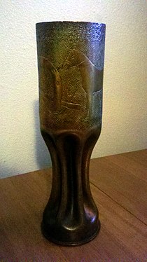 WW1 Engraved Shell Casing Vases. French Antique Militaria Brass Vases.  Trench Art Vases.