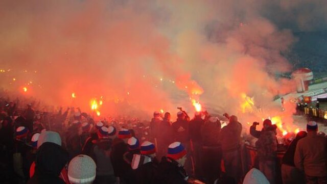 Górnik Zabrze supporters during the Great Silesian Derby