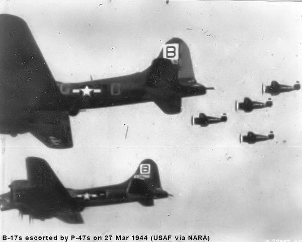 Group Boeing B-17Gs in combat formation