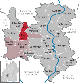 Läget för Aichhalden i Landkreis Rottweil
