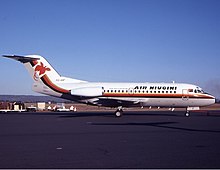 A former Air Niugini Fokker F28 in the 1980s. Air Niugini Fokker F28-1000 Wheatley.jpg