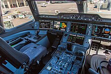 The cockpit of the Airbus A350 Airbus A-350 XWB F-WWYB cockpit view.jpg