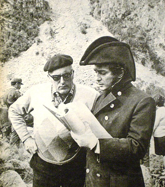 Period-piece master Leopoldo Torre Nilsson (left) with Alfredo Alcón during the filming of El Santo de la Espada (1970).