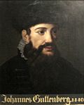Johannes Gutenberg (1400–1468), German inventor who introduced printing to Europe with his mechanical movable-type printing press