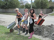 A Student Volunteer Army team clearing liquefaction in Christchurch Another SVA team.jpg