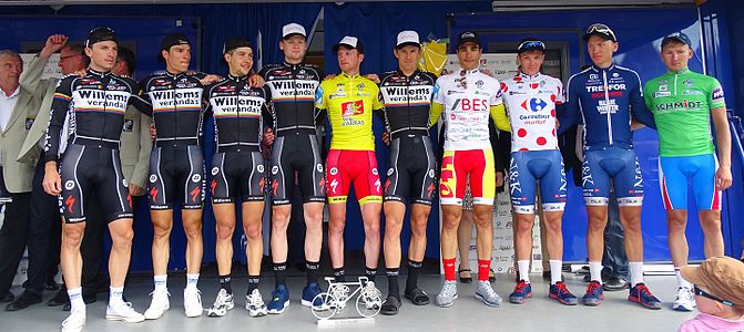 Les différents vainqueurs et porteurs de maillots : Gaëtan Bille, Olivier Pardini, Christophe Prémont, Stef Van Zummeren, Joeri Calleeuw (classement général), Dimitri Claeys, Antoine Warnier (meilleur jeune), Søren Kragh Andersen (meilleur grimpeur), Asbjørn Kragh Andersen (vainqueur de la 3e étape) et Sergey Vdovin (meilleur sprinteur). Verandas Willems est la meilleure équipe.