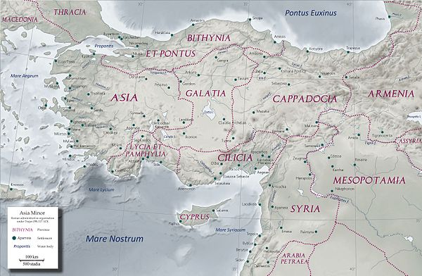 The Roman provinces of Asia Minor under Trajan, including Cilicia.
