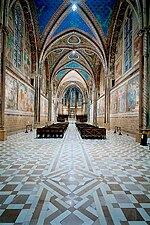 Nave of the upper Basilica of San Francesco of Assisi, with murals by Cimabue