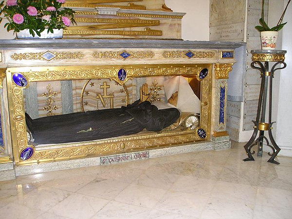 Catholic shrine: glass coffin of Saint Catherine Labouré