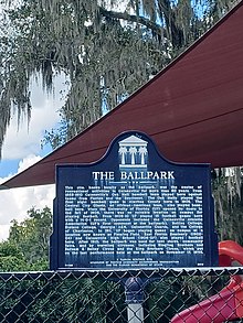 Historical marker at Porters Community Center, the former site of The Ballpark Ballpark Gainesville sign.jpeg