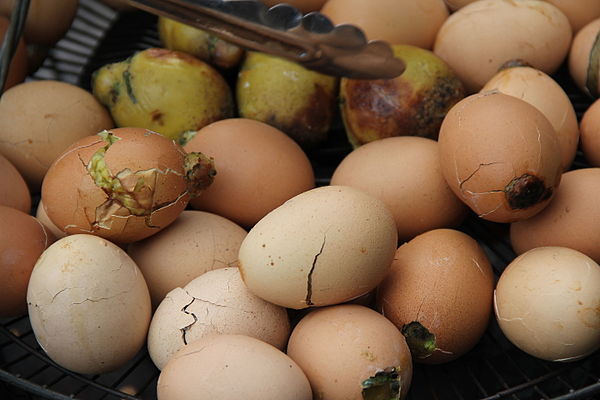 Balut in partially broken shells