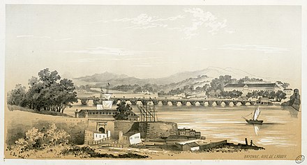 A scow on the Adour in Bayonne in 1843 by Eugène de Malbos.