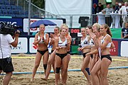 Deutsch: Beachhandball Europameisterschaften 2019 (Beach handball Euro); Tag 5: 6. Juli 2019 – Frauen, Halbfinale, Ungarn-Niederlande 2:0 (19:16, 15:12) English: Beach handball Euro; Day 5: 6 July 2019 – Semifinal Women – Hungary-Netherlands 2:0 (19:16, 15:12)