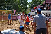 Deutsch: Beachhandball bei den Olympischen Jugendspielen 2018 in Buenos Aires; Tag 7, 13. Oktober 2018; Jungen, Halbfinale – Spanien-Kroatien 2:1 English: Beach handball at the 2018 Summer Youth Olympics in Buenos Aires at 13 October 2018 – Boys Semifinal – Spain-Croatia 2:1 Español: Handball de playa en los Juegos Olimpicos de la Juventud Buenos Aires 2018 en 13 de octubre de 2018 – Semifinales de chicos - España-Croacia 2:1