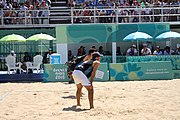 Deutsch: Beachvolleyball bei den Olympischen Jugendspielen 2018; Tag 11, 17. Oktober 2018; Jungen, Spiel um Platz 3 – Argentinien-Ungarn 2:0 (21–15/21–15) English: Beach volleyball at the 2018 Summer Youth Olympics at 17 October 2018 – Bronze Medal Match – Argentina-Hungary 2:0 (21–15/21–15)