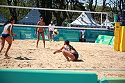 Deutsch: Beachvolleyball bei den Olympischen Jugendspielen 2018; Tag 8, 14. Oktober 2018; Mädchen, Achtelfinale – Mexiko-China 0:2 (15–21/16–21) English: Beach volleyball at the 2018 Summer Youth Olympics at 14 October 2018 – Girls Round of 16 – Mexico-China 0:2 (15–21/16–21)